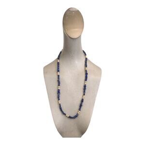 Retro 80's Beaded Blue Faux Pearl Beads Timeless Classic Lightweight Necklace